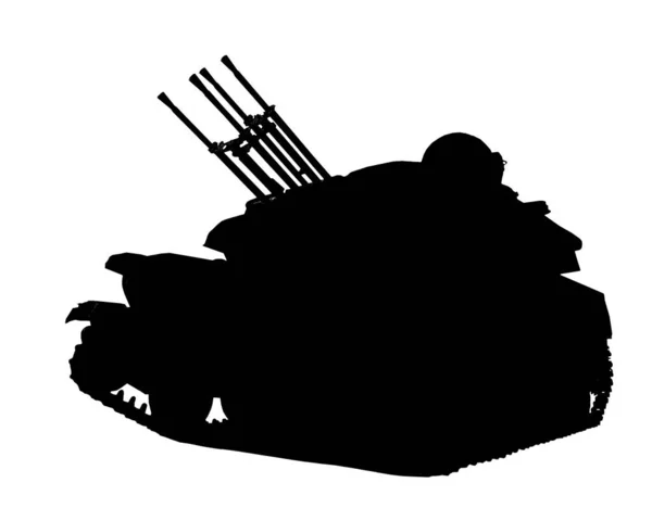 Silhouet Van Gepantserde Vechtwagens Geïsoleerd Wit Militaire Machines — Stockfoto