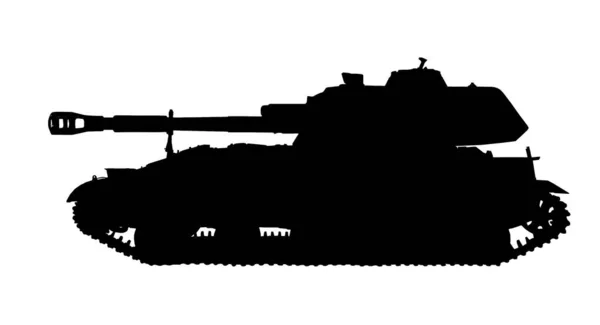Silhouette Eines Armeepanzers Isoliert Auf Weiß Militärmaschinerie — Stockfoto