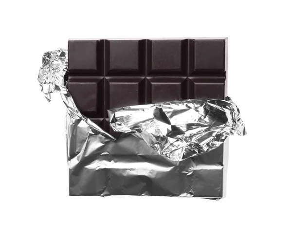 Finom Étcsokoládé Fehér Fóliába Csomagolva — Stock Fotó