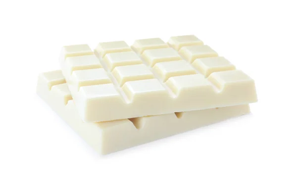 Heerlijke Natuurlijke Chocoladerepen Geïsoleerd Wit — Stockfoto