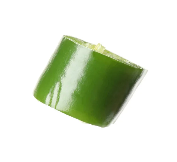 Kousek Zeleného Pálivého Chilli Pepře Izolovaného Bílém — Stock fotografie