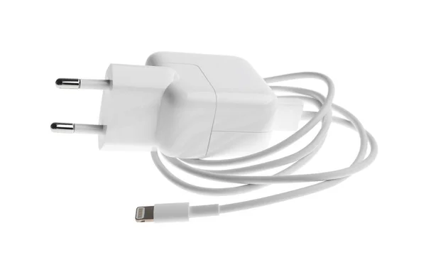 Cargador Usb Aislado Blanco Tecnología Moderna —  Fotos de Stock