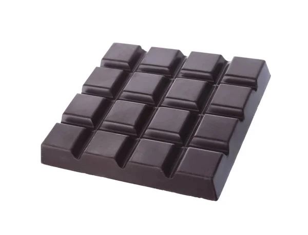 Sabrosa Barra Chocolate Negro Aislado Blanco —  Fotos de Stock