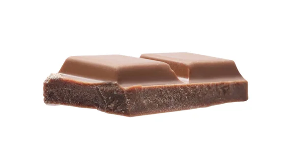 Kousek Lahodné Mléčné Čokolády Izolované Bílém — Stock fotografie