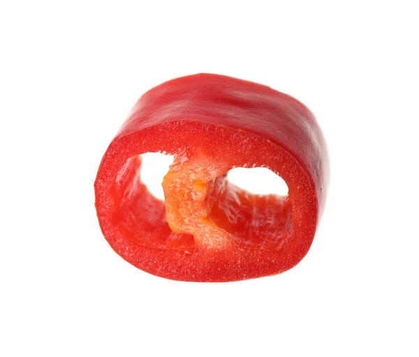 Pedaço Pimenta Vermelha Quente Isolada Branco — Fotografia de Stock