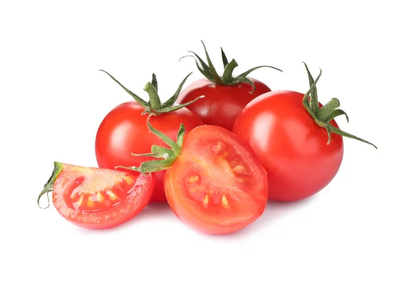 Gustosi Pomodori Freschi Crudi Isolati Bianco — Foto Stock