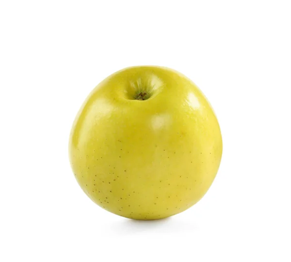 Čerstvé Šťavnaté Žluté Jablko Izolované Bílém — Stock fotografie