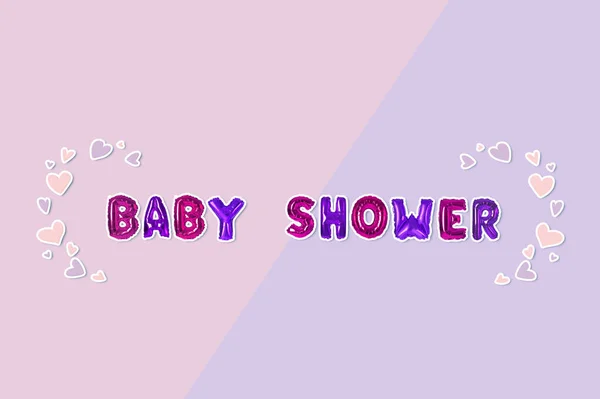 Fase Baby Shower Hecho Letras Globo Papel Aluminio Sobre Fondo — Foto de Stock