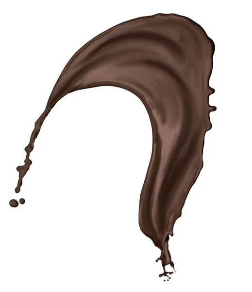 Stänk Smält Choklad Vit Bakgrund — Stockfoto