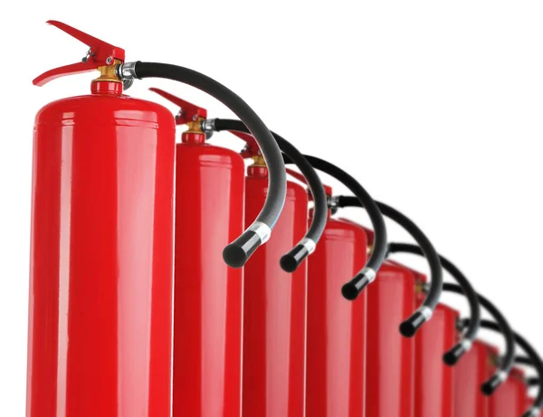 Set Fire Extinguishers White Background — Stock Photo, Image