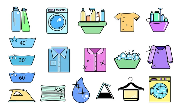 白い背景に異なる洗濯シンボルのイラスト — ストック写真