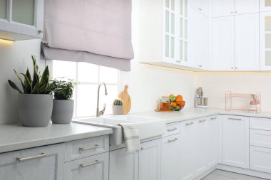 Yeni moda mobilyalarla dolu güzel bir mutfak.