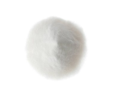 Kabartma tozu yığını beyaza izole edilmiş, üst manzara