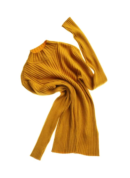 Jersey Amarillo Arrugado Aislado Blanco Ropa Desordenada —  Fotos de Stock