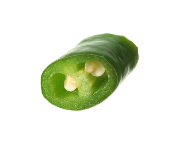 Piece Green Hot Chili Pepper Isolated White — Stock Photo, Image