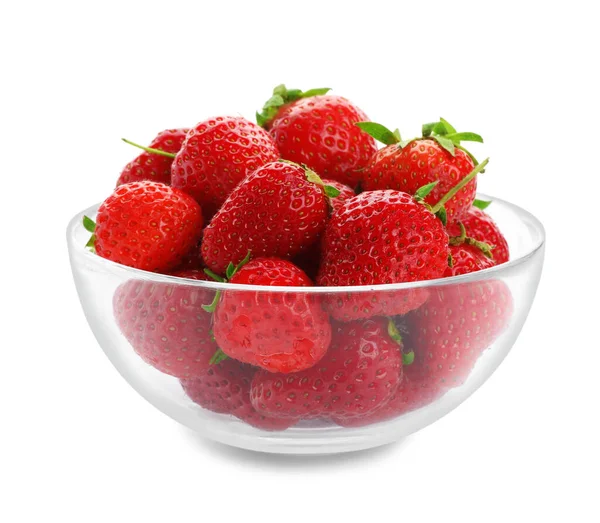 Ripe Strawberries Bowl Isolated White — Stock Photo, Image