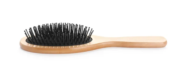 New Wooden Hair Brush Isolated White — Stock Photo, Image