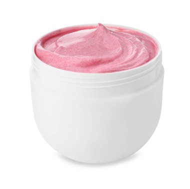 Beyaz üzerine izole edilmiş nar özlü ev yapımı maske.