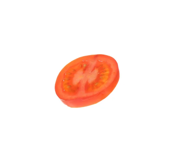 Rebanada Sabroso Tomate Crudo Aislado Blanco — Foto de Stock