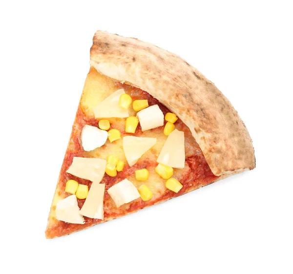 Шматочок Смачної Піци Ізольовані Білому — стокове фото