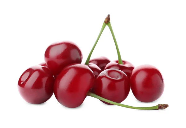 Bunch Juicy Cherries White Background — Stock Photo, Image