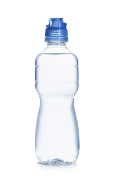 Botol Plastik Berisi Air Murni Yang Terisolasi Atas Putih — Stok Foto