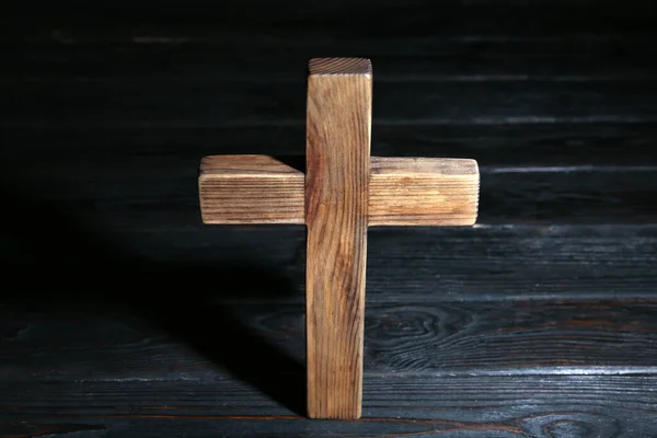 Християнський Хрест Дерев Яному Столі Релігія — стокове фото