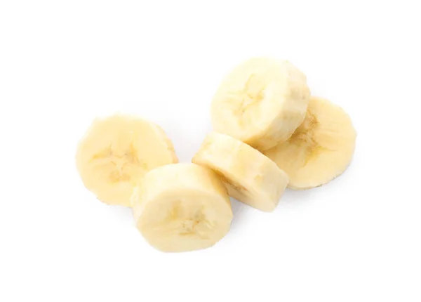 Кусочки Вкусного Спелых Бананов Изолированы Белом — стоковое фото