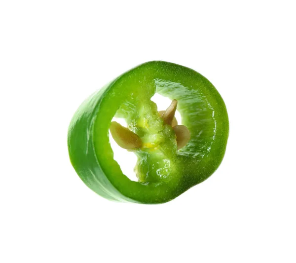 Trozo Ají Verde Picante Aislado Blanco —  Fotos de Stock