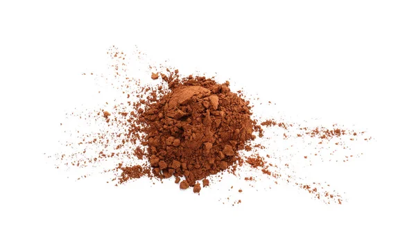 Pile Brown Cocoa Powder White Background — Stock Photo, Image