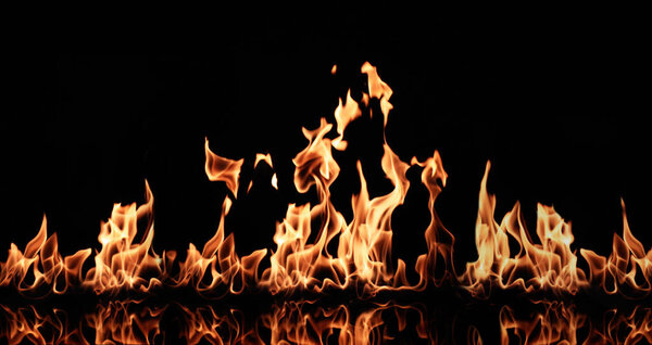 Beautiful bright fire flames on black background