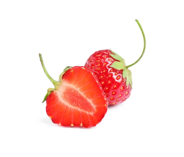 Süße Frische Reife Erdbeeren Auf Weißem Hintergrund — Stockfoto