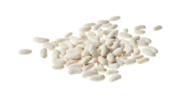 Pile Raw Beans White Background Vegetable Seeds — Stock Photo, Image