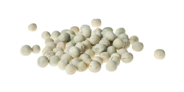 Pilha Ervilhas Secas Cruas Fundo Branco Sementes Legumes — Fotografia de Stock