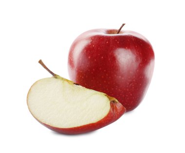 Beyaz üzerine izole edilmiş taze kırmızı elmalar.