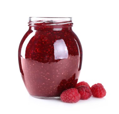 Lezzetli reçel ve taze ahududu.