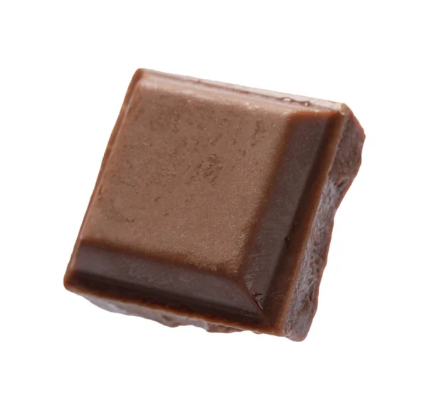 Stück Leckere Vollmilchschokolade Isoliert Auf Weiß — Stockfoto