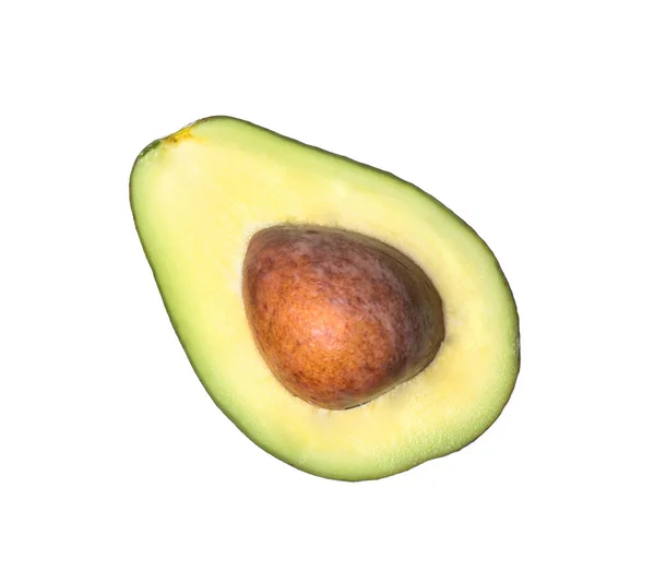 Metà Avocado Maturo Isolato Bianco — Foto Stock