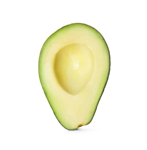 Helft Van Rijpe Avocado Geïsoleerd Wit — Stockfoto