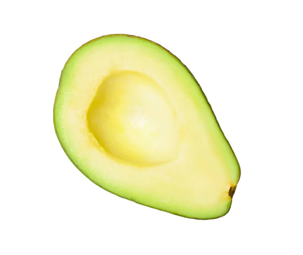 Helft Van Rijpe Avocado Geïsoleerd Wit — Stockfoto