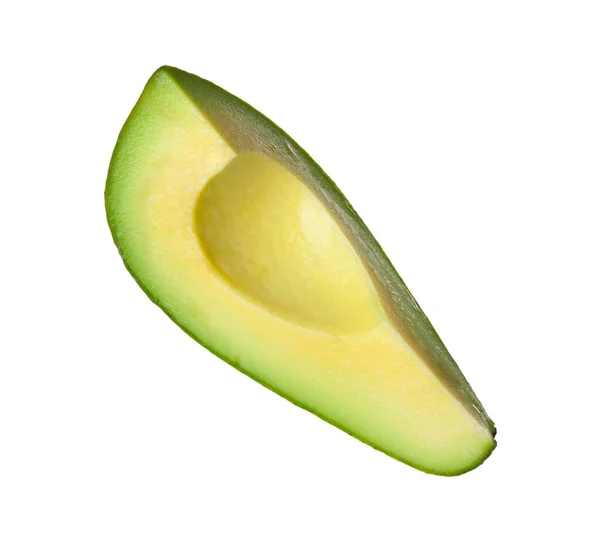 Snijd Van Rijpe Avocado Geïsoleerd Wit — Stockfoto