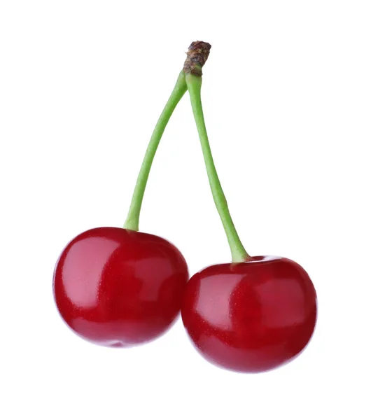 Delicious Ripe Sweet Cherries Isolated White — Stock Photo, Image