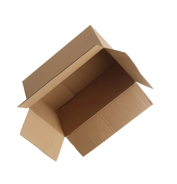 Open Empty Cardboard Box Isolated White — Stock Photo, Image