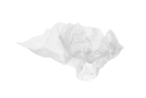 Kullanılan Buruşmuş Kağıt Mendil Beyaz Üst Görünümde Izole — Stok fotoğraf