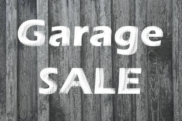 Fase Garage Sale Geschreven Houten Ondergrond — Stockfoto