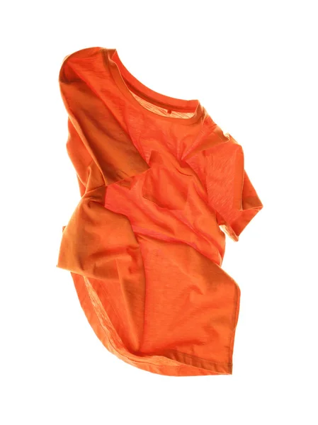 Shirt Arancio Arruffato Isolato Bianco Vestiti Disordinati — Foto Stock