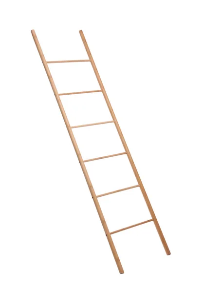 Escada Madeira Moderna Isolada Branco Ferramenta Construção — Fotografia de Stock