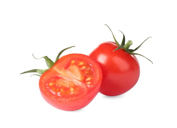 Smakrika Färska Råa Tomater Isolerade Vitt — Stockfoto