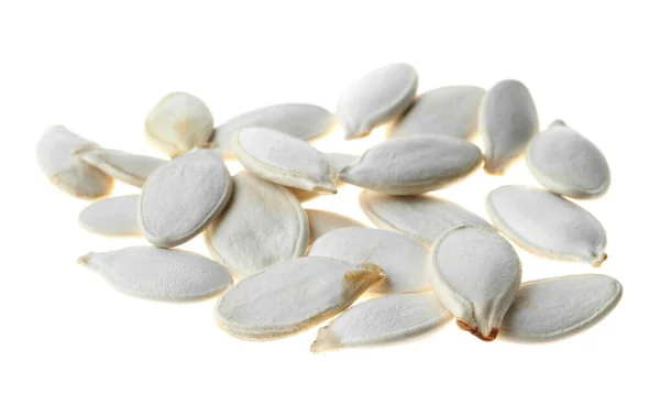 Pile Raw Pumpkin Seeds Isolated White Vegetable Planting — Stock Photo, Image