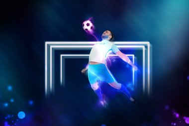 Futbolcunun iş başındaki görüntüsü. Yaratıcı tasarım